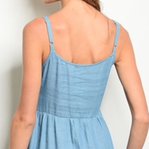 2 POCKETS ! Denim Button Up Embroidered SunDress - Picture 5 of 9